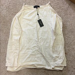 Max Studio London cream long sleeve shirt size L.
